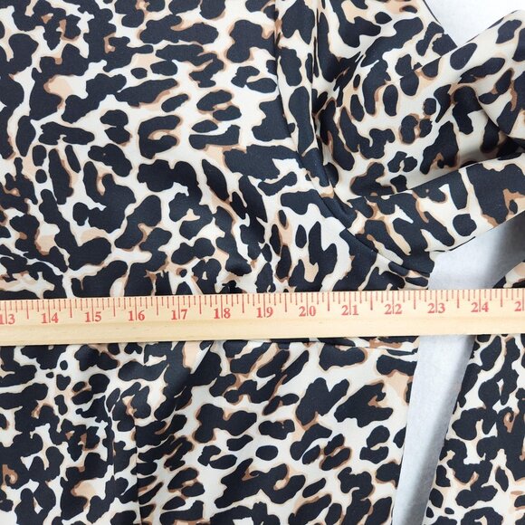 Eloquii Dress Womens 18 Black Tan Leopard Print Bell Sleeve Sheath Knee Length - Picture 3 of 12